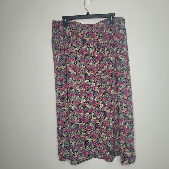 Vintage y2k 90s romantic feminine floral artsy midi skirt plus size 1x - Picture 2 of 6
